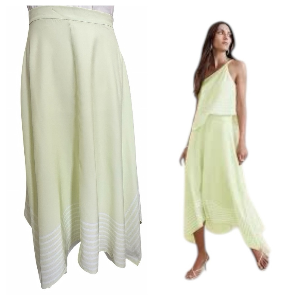 Banana Republic Silk Handkerchief-Hem Skirt Green 2 NWT Max High Rise A-Line